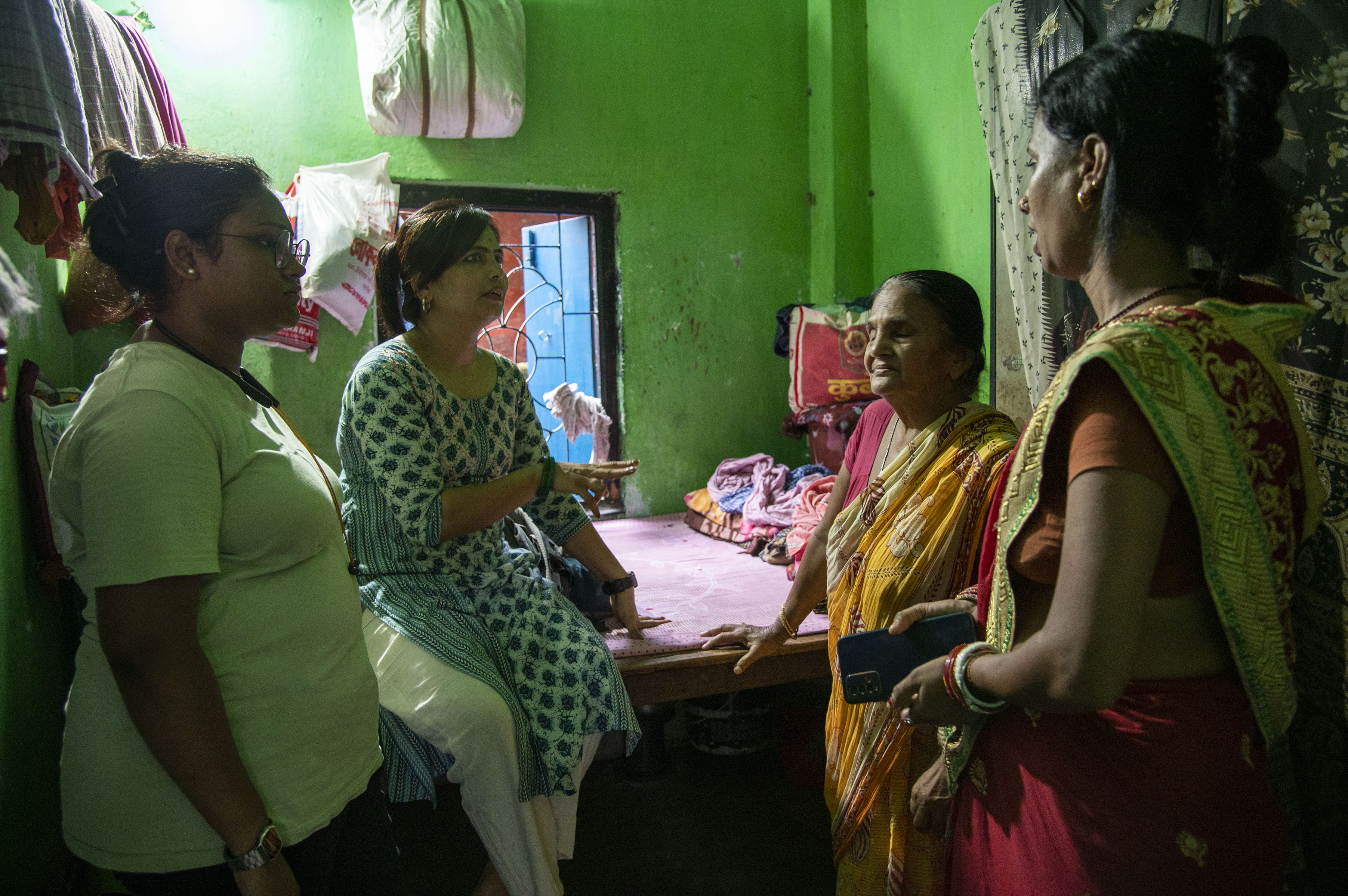 Elderly woman receiving support